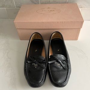 Prada black leather loafer